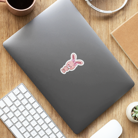 Pink Bunny Laptop Sticker
