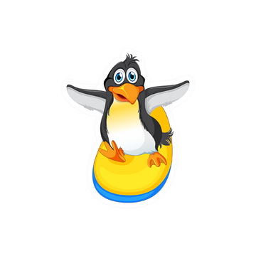 Surfing Penguin Laptop Sticker