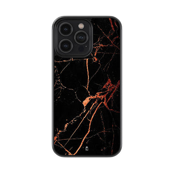 Black Orange Lilac Marble Glossy Metal Case