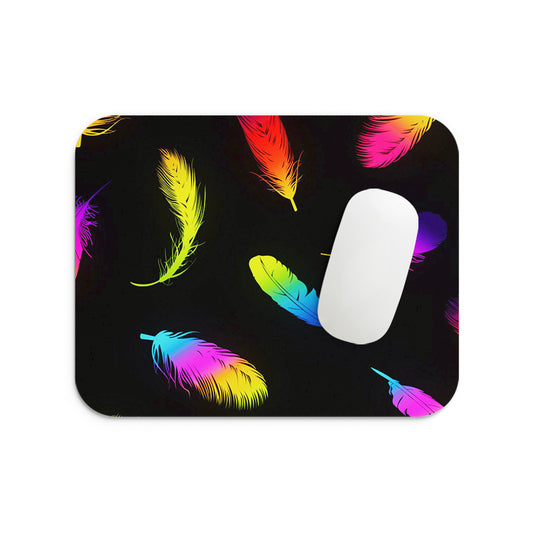 Neon Feather Mouse Pad