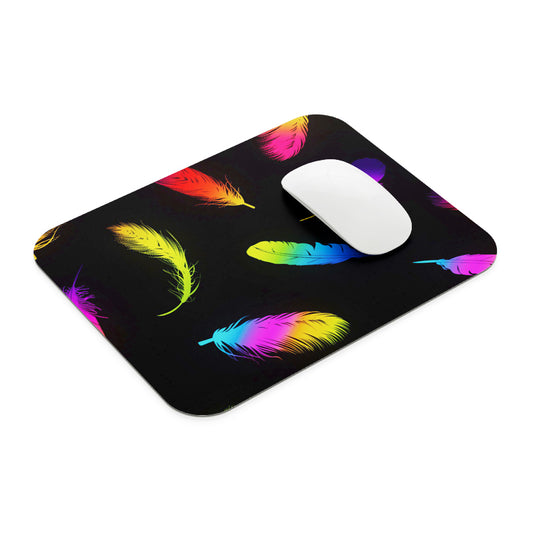Neon Feather Mouse Pad