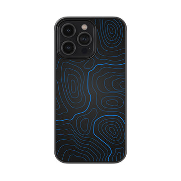 Blue Black Topography Glass Case