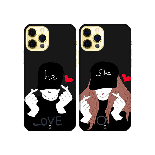 He and She Slim Hard Couple Phone Case