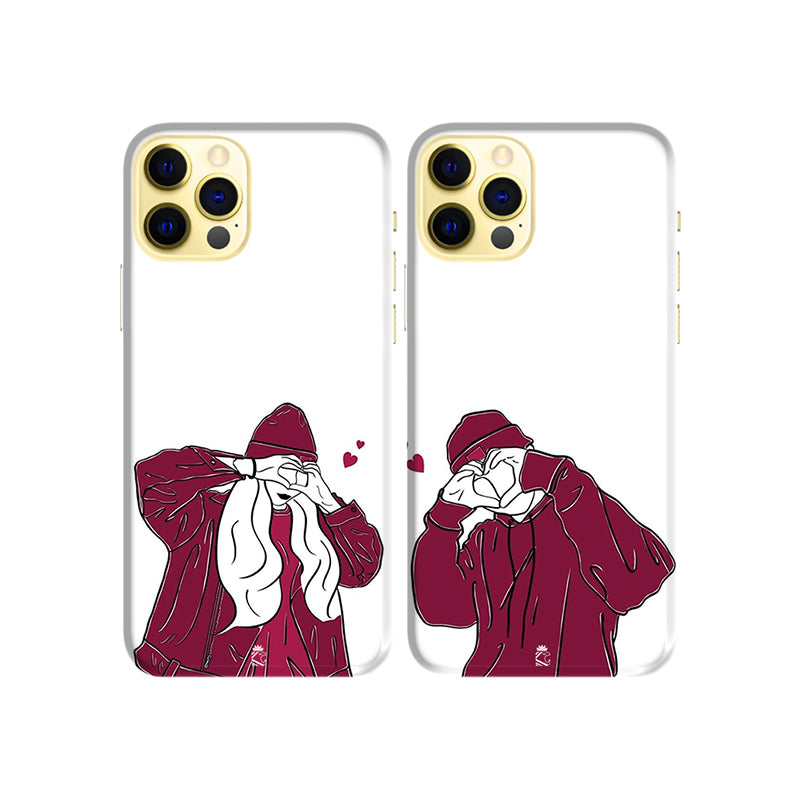 Love Hearts Slim Hard Couple Phone Case