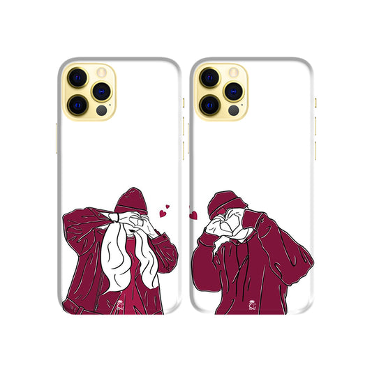 Love Hearts Slim Hard Couple Phone Case