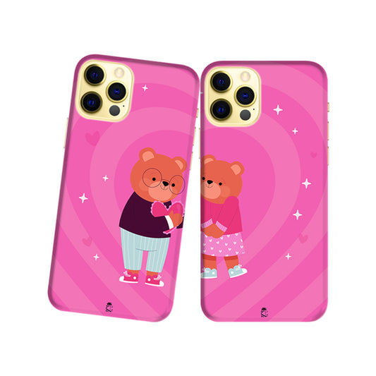 Teddy Bear Lovers  Slim Hard Couple Phone Case