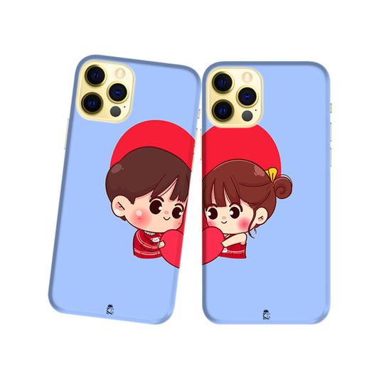 Lovely Cute Hearts  Slim Hard Couple Phone Case