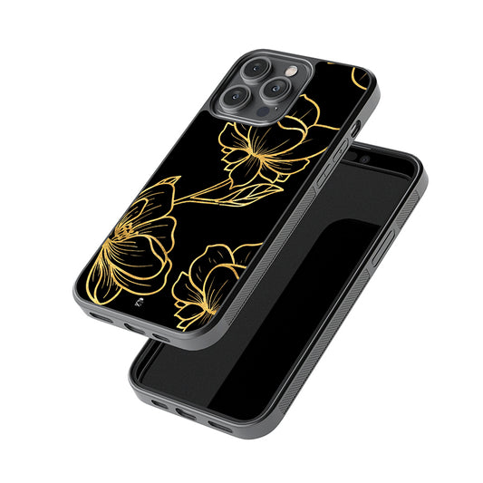 Black and Gold Flower Glossy Metal Case