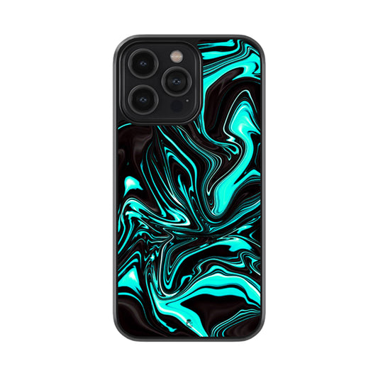 Neon Blue Fluid Liquid Design Glossy Metal Case