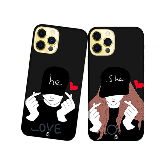 He and She Slim Hard Couple Phone Case