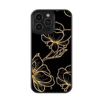 Black and Gold Flower Glossy Metal Case