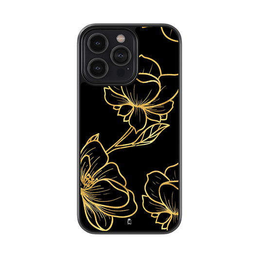 Black and Gold Flower Glossy Metal Case