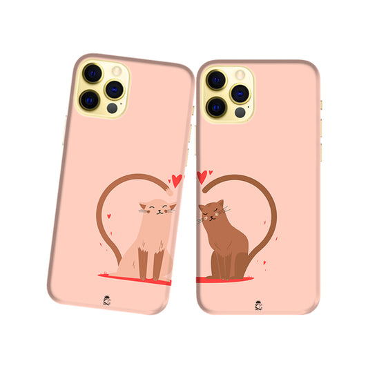 Cute Cat Couple Slim Hard Couple Phone Case