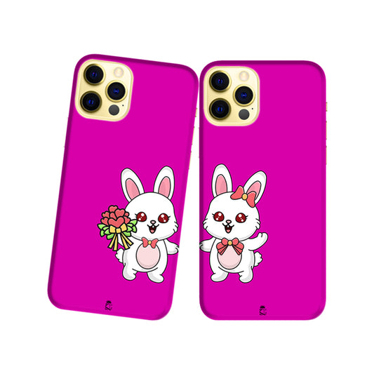 Little Lovely Bunny Slim Hard Couple Phone Case