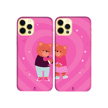 Teddy Bear Lovers  Slim Hard Couple Phone Case