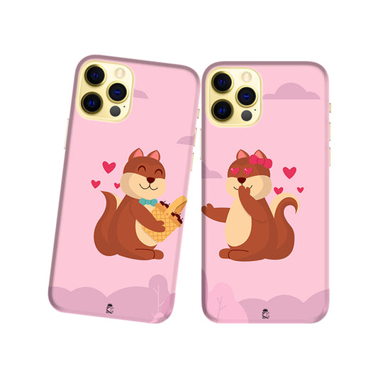 Lovely Squirrels Slim Hard Couple Phone Case