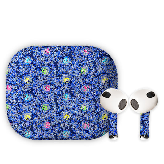 Blue Florals Earbuds Skin