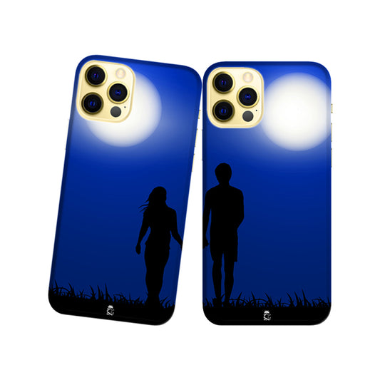Moon Night Walk Slim Hard Couple Phone Case