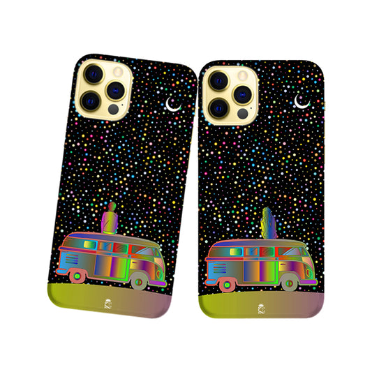 Trippy Travel Couple Slim Hard Couple Phone Case