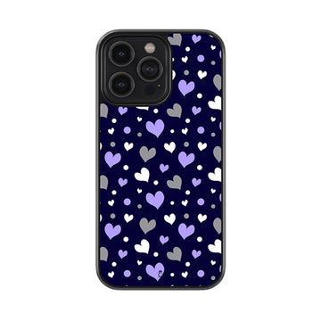 Navy Hearts Glossy Metal Case
