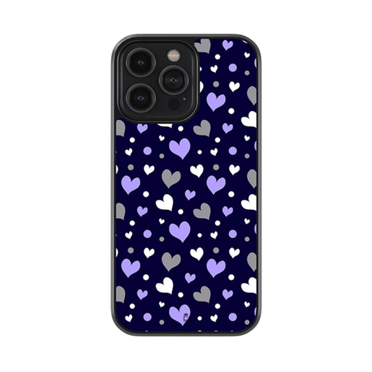 Navy Hearts Glossy Metal Case