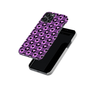 Purple Checkered Hearts Slim Hard Case