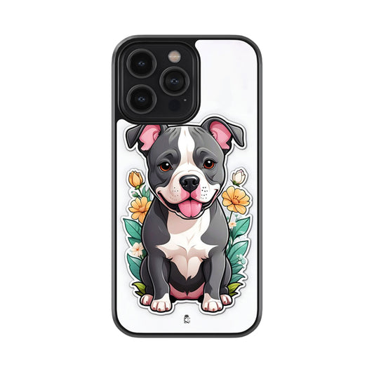 Cute Grey Pitbull Glossy Metal Case