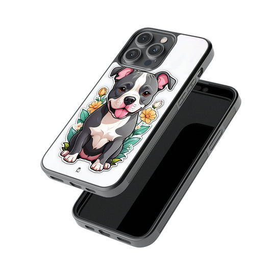 Cute Grey Pitbull Glossy Metal Case