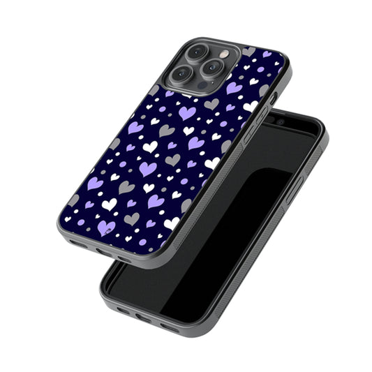 Navy Hearts Glossy Metal Case