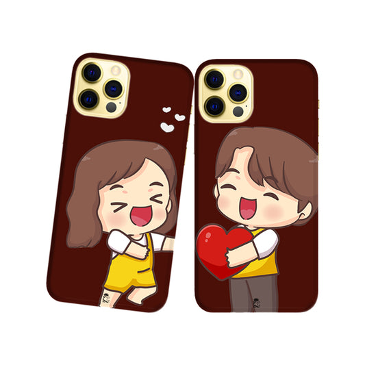 Exchanging Heart Slim Hard Couple Phone Case