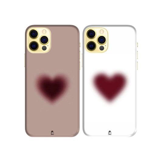 Blur Hearts Slim Hard Couple Phone Case