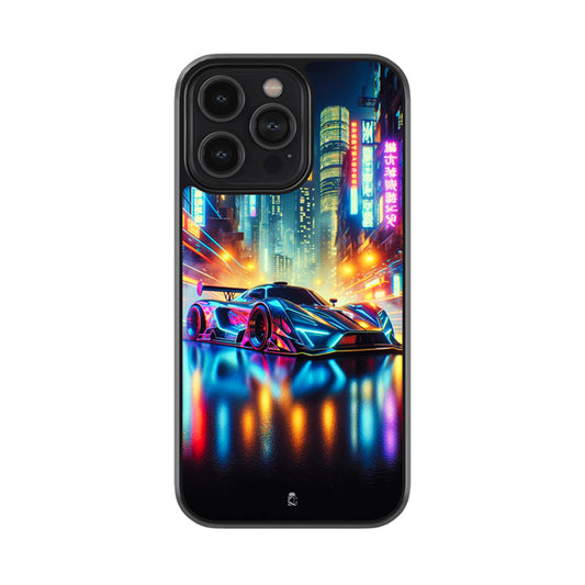 Neon Cyber Car Glossy Metal Case