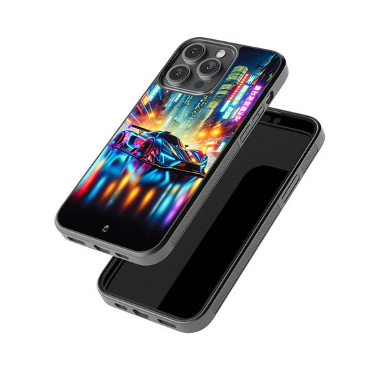 Neon Cyber Car Glossy Metal Case
