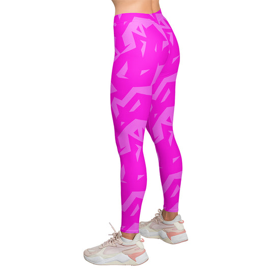 Abstract Pink High Waist Leggings
