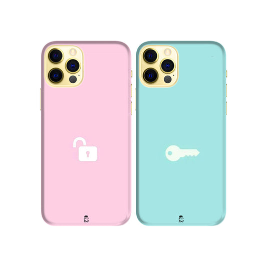 Lock and Key Slim Hard Couple Phone Case