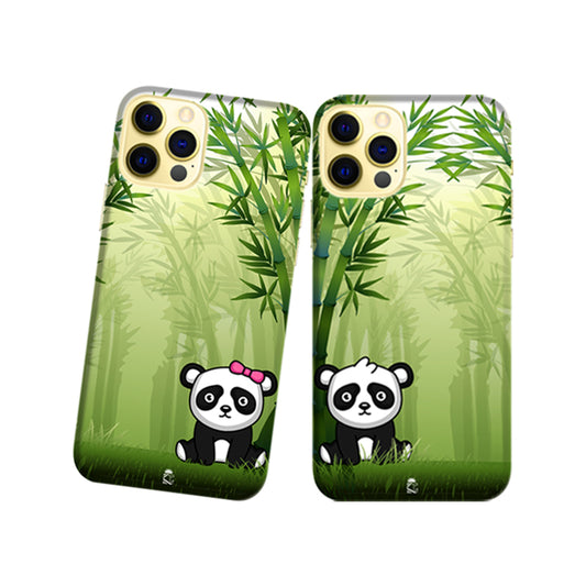 Cute Pandas Slim Hard Couple Phone Case