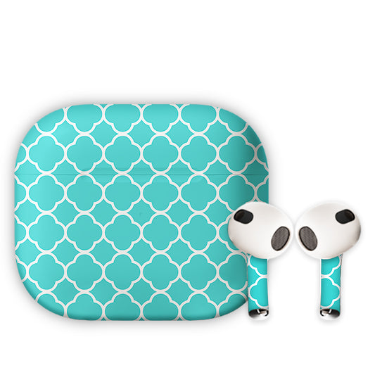 Blue Floral Pattern Earbuds Skin