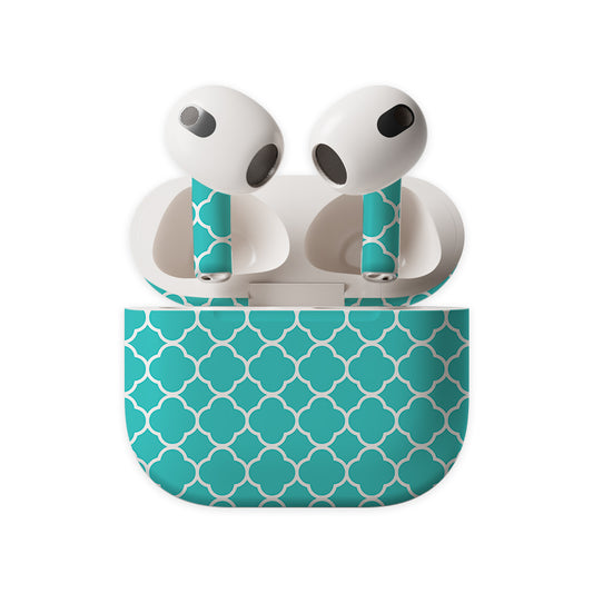 Blue Floral Pattern Earbuds Skin