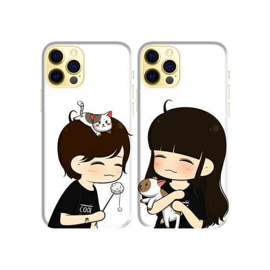 Cat Family Couple Slim Hard Couple Phone Case