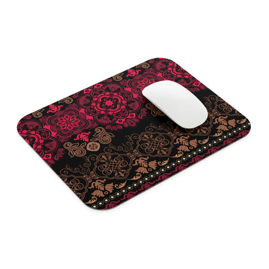 Red Mandala Pattern Mouse Pad