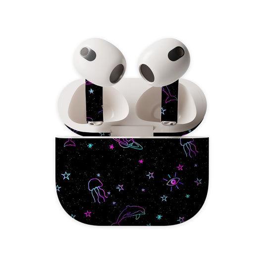 Trippy Neon Galaxy Earbuds Skin