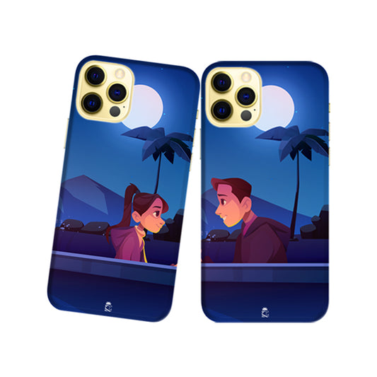 Moonlight Date Slim Hard Couple Phone Case