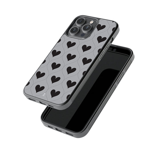 Black and Grey Spiral Hearts Glossy Metal Case