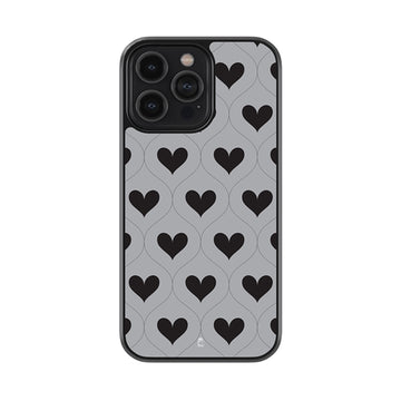 Black and Grey Spiral Hearts Glossy Metal Case
