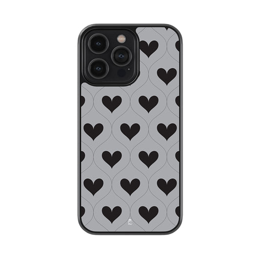 Black and Grey Spiral Hearts Glossy Metal Case