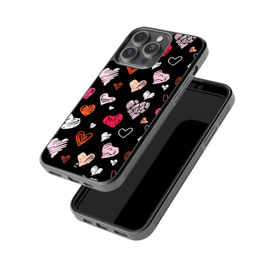 Doodle Hearts Glossy Metal Case