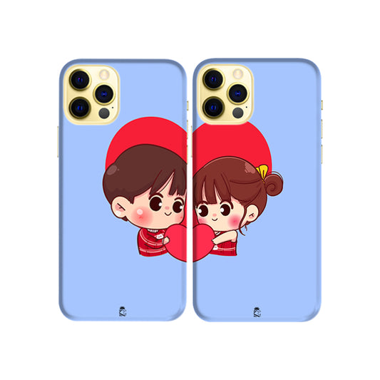 Lovely Cute Hearts  Slim Hard Couple Phone Case
