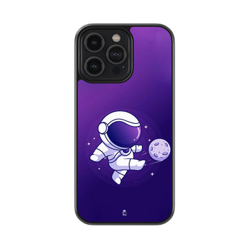 Astronaut Playing Football Glossy Metal Case