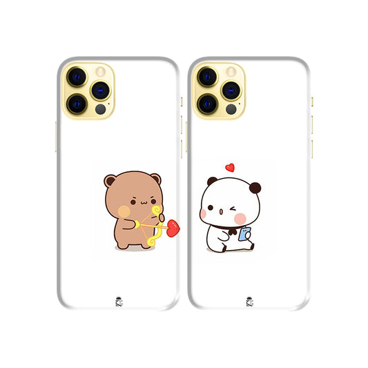 Phone Hating Bear Slim Hard Couple Phone Case