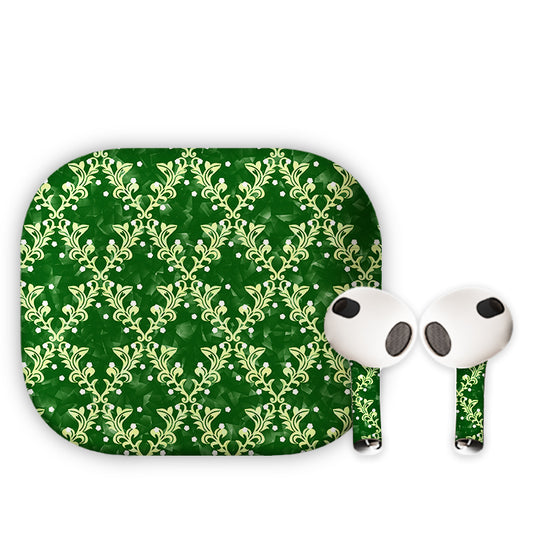 Green Royal Motif Earbuds Skin